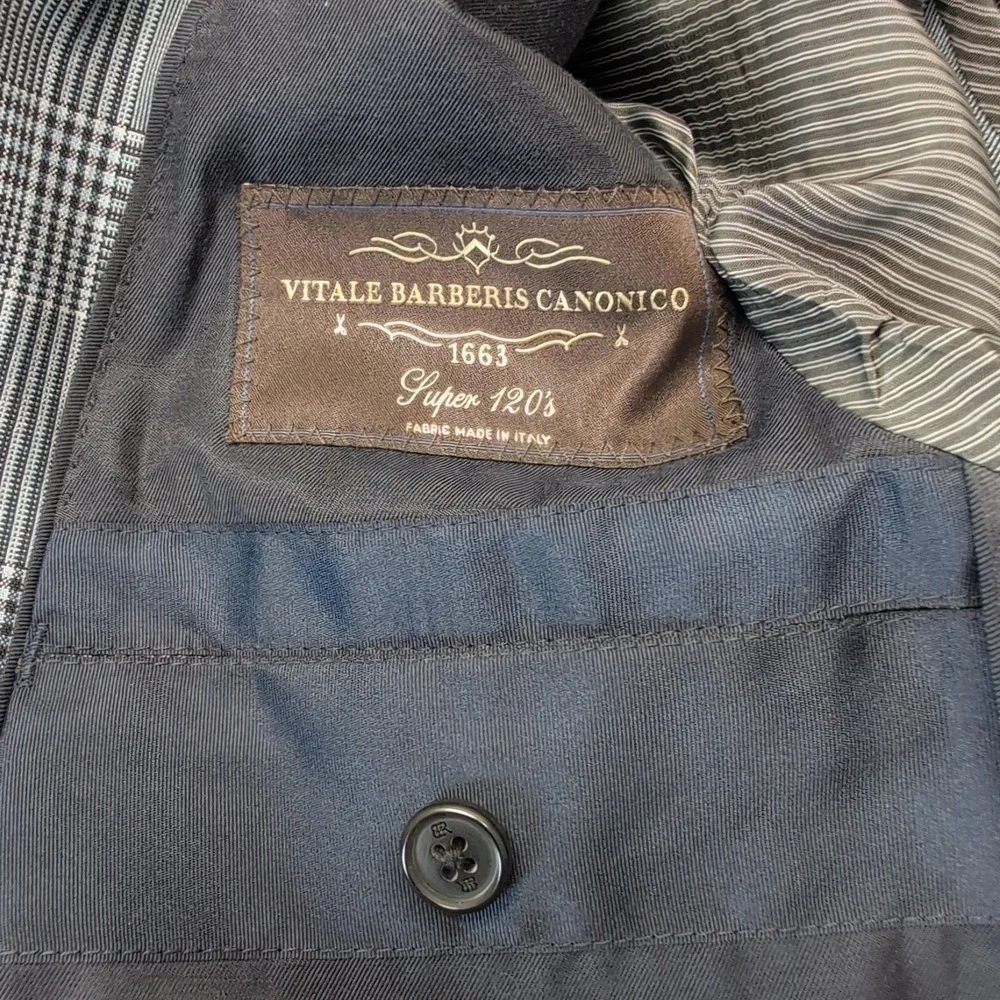 Vitale Barberis Canonico Super 120s Blue Plaid Blazer‎ 38S Banana Republic Slim